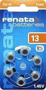 Renata Size 13 Hearing Aid Batteries1.45volt - 6 Pack