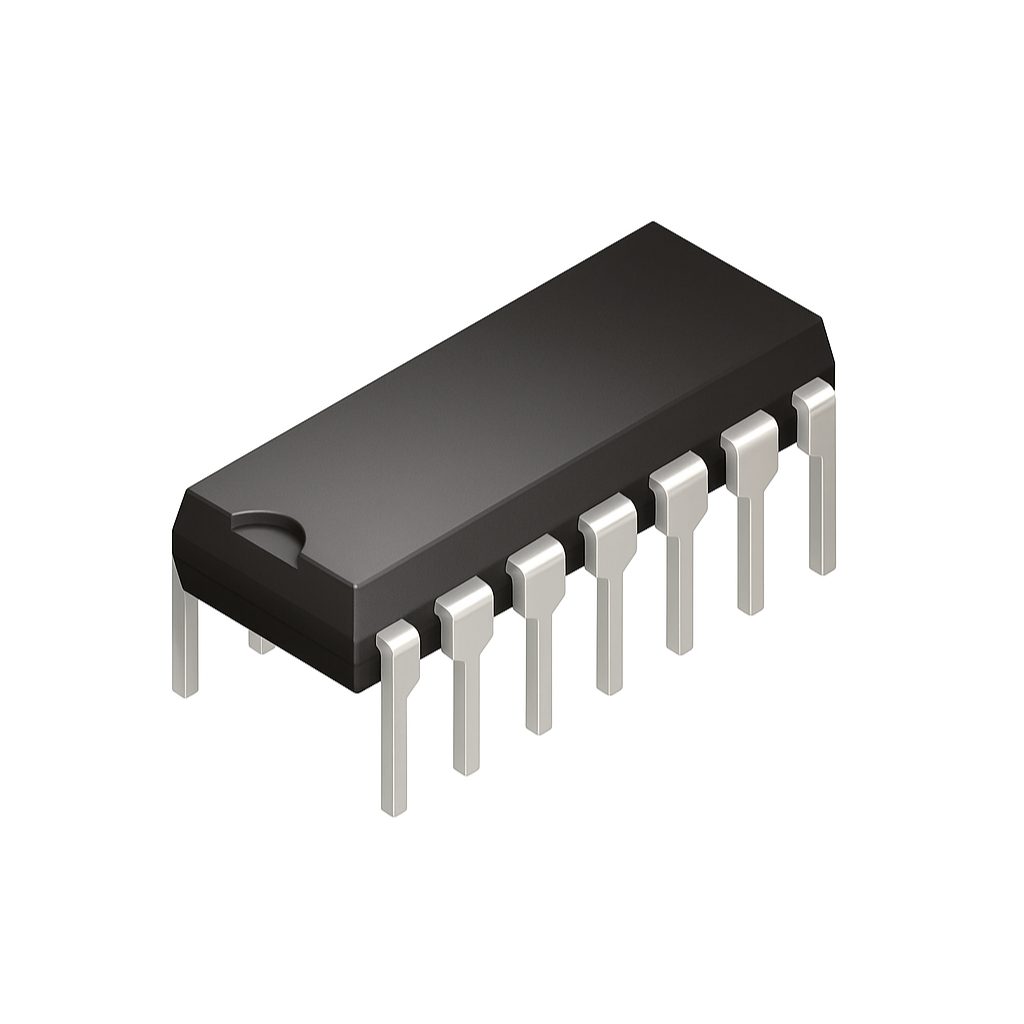 20251112_1615_Enhanced-Circuit-Chip_remix_01k9w6nz5xewfrykxjn7hak3wh 74HC03 Quad 2-Input NAND Gate With Open Drain Outputs DIP-14 - Image 1