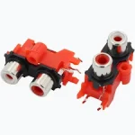 RCA Jack Audio Female Connector 2 Port for PCB (Red-Vertical)
